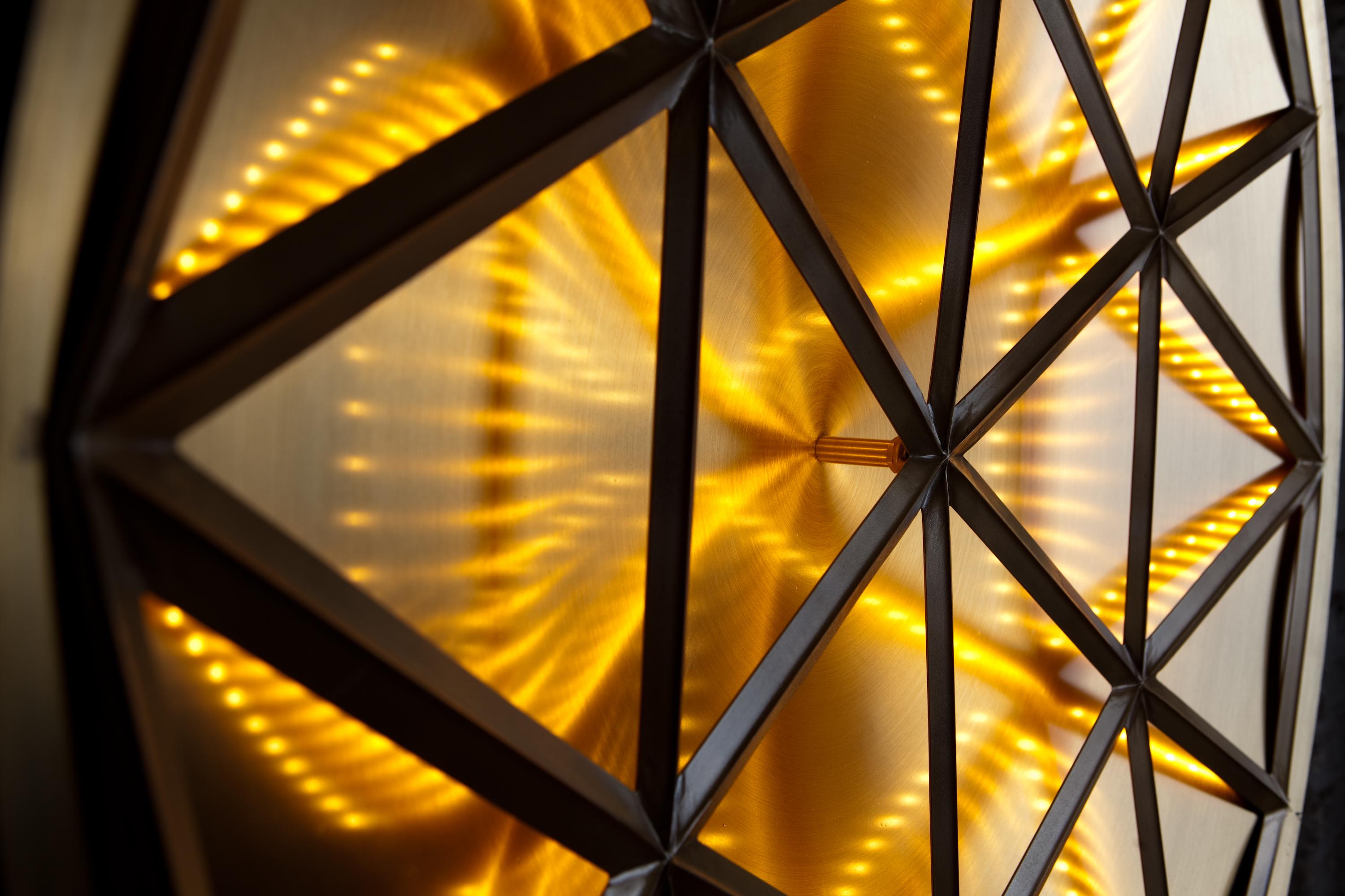 Bronzed Polygon Wall, Lighting Fixture, Wall or Ceiling Created by Atelier Boucquet For Sale
