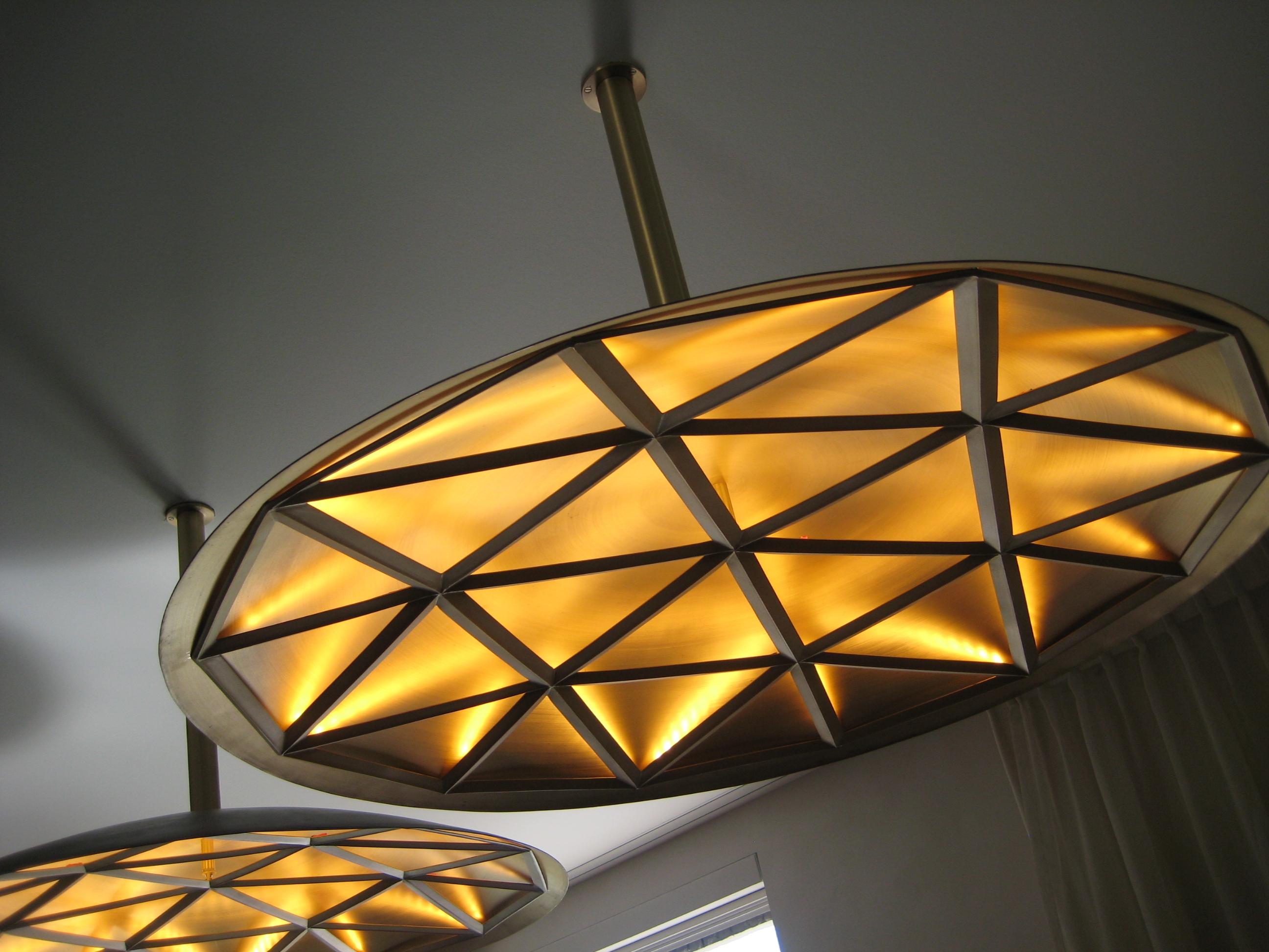 Bronzed Polygon Wall, Lighting Fixture, Wall or Ceiling For Sale