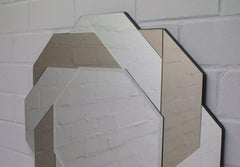 Polygon Wall Mirror with Braided Mirrored Smoked and Clear Glass, 1970s