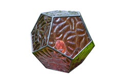 Polyhedral Belgian Colored Glass Lamp Made by Local Bruges Artist