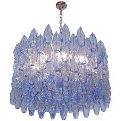 Polyhedral Blue Glass Chandelier