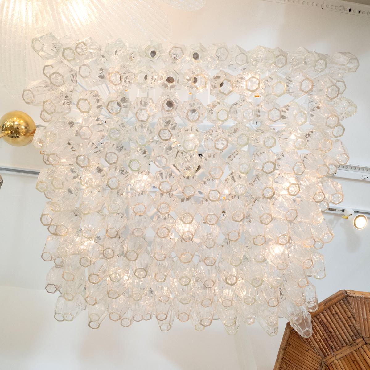 Italian Polyhedral Glass Prism Chandelier