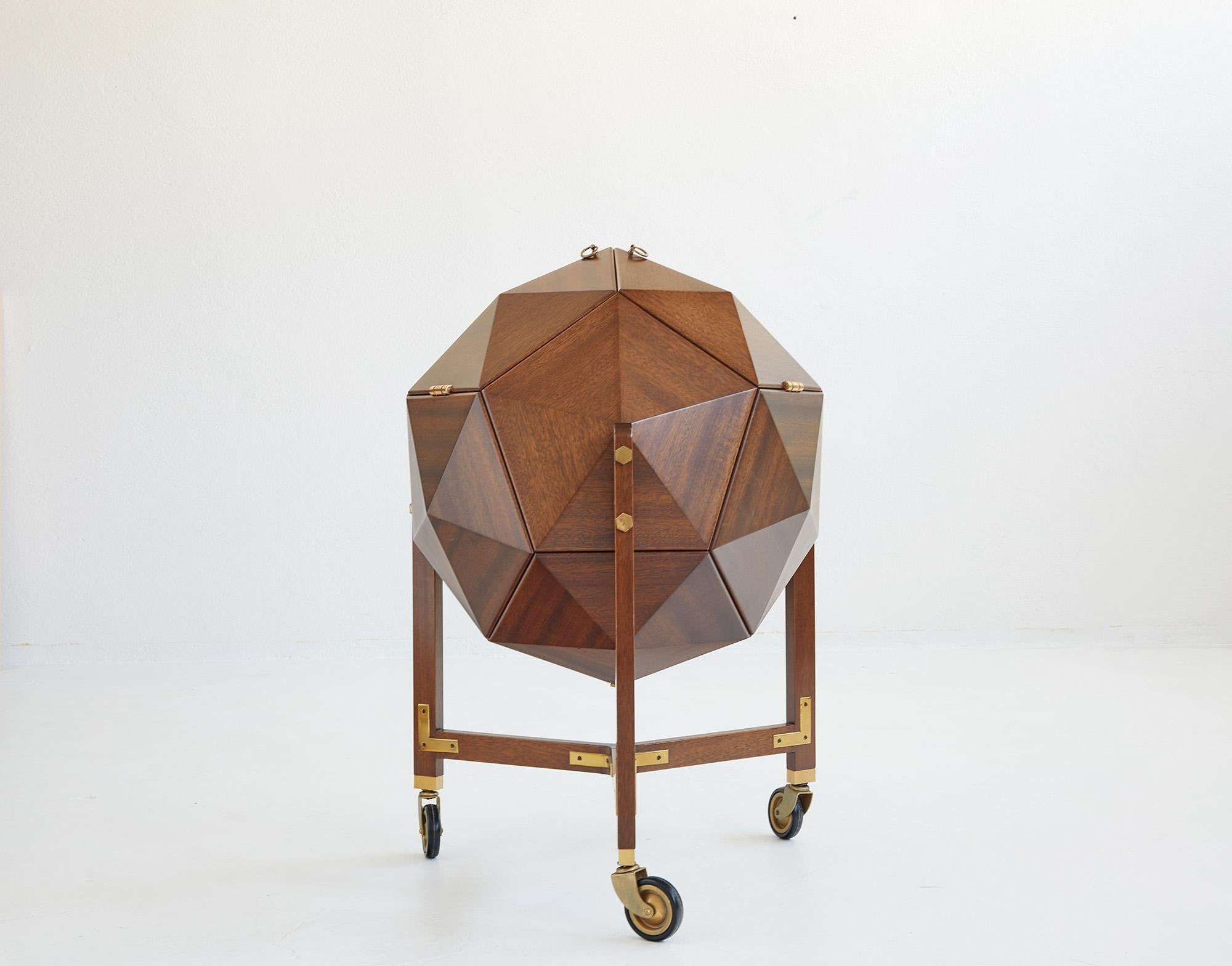 Mid-20th Century Polyhedron Bar Cabinet by M. Vuillermoz, France c.1960