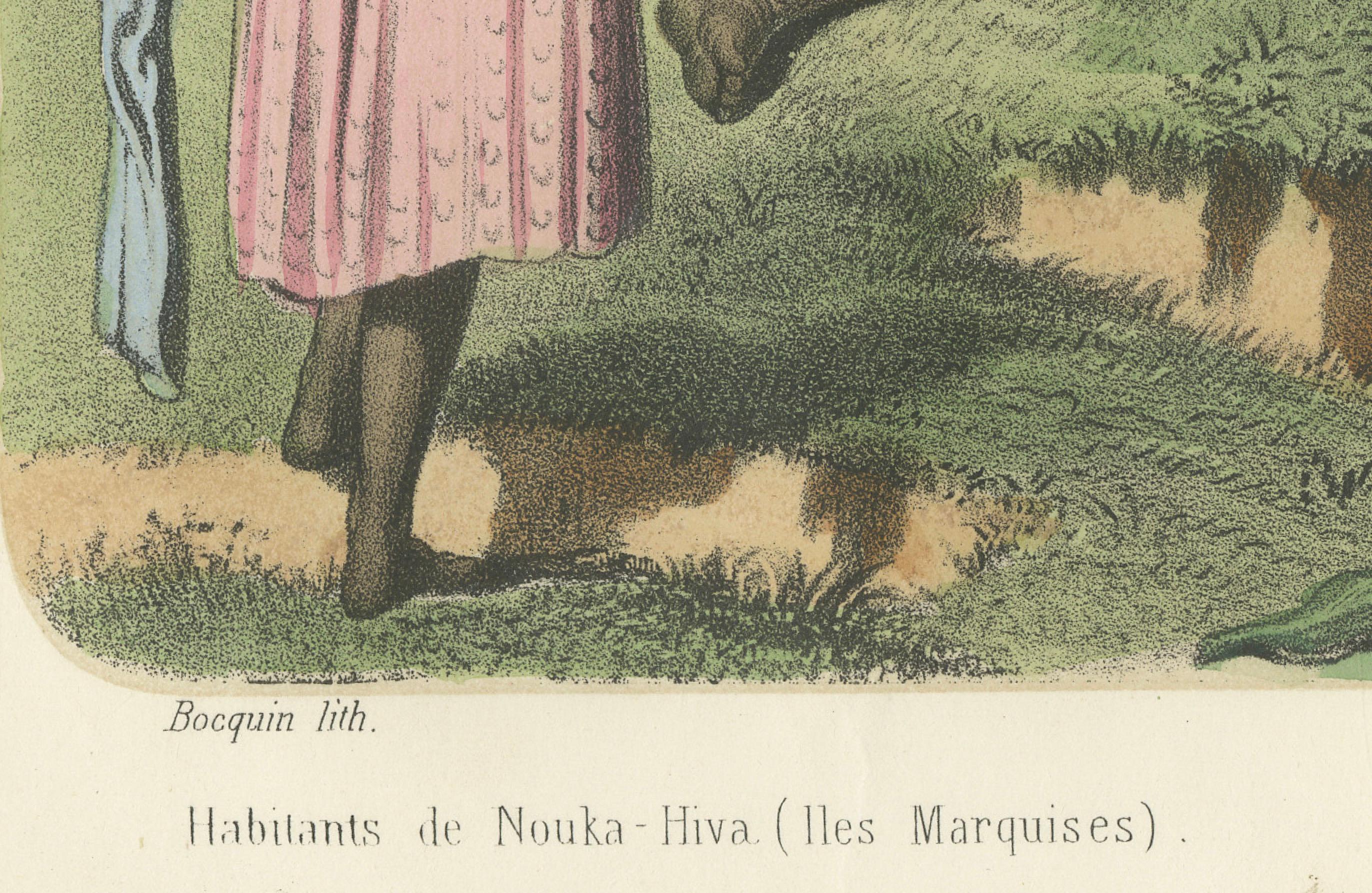 Polynesische und Maori-Figuren - Bewohner von Nuku Hiva &New Zealand Cano 1845 im Angebot 1