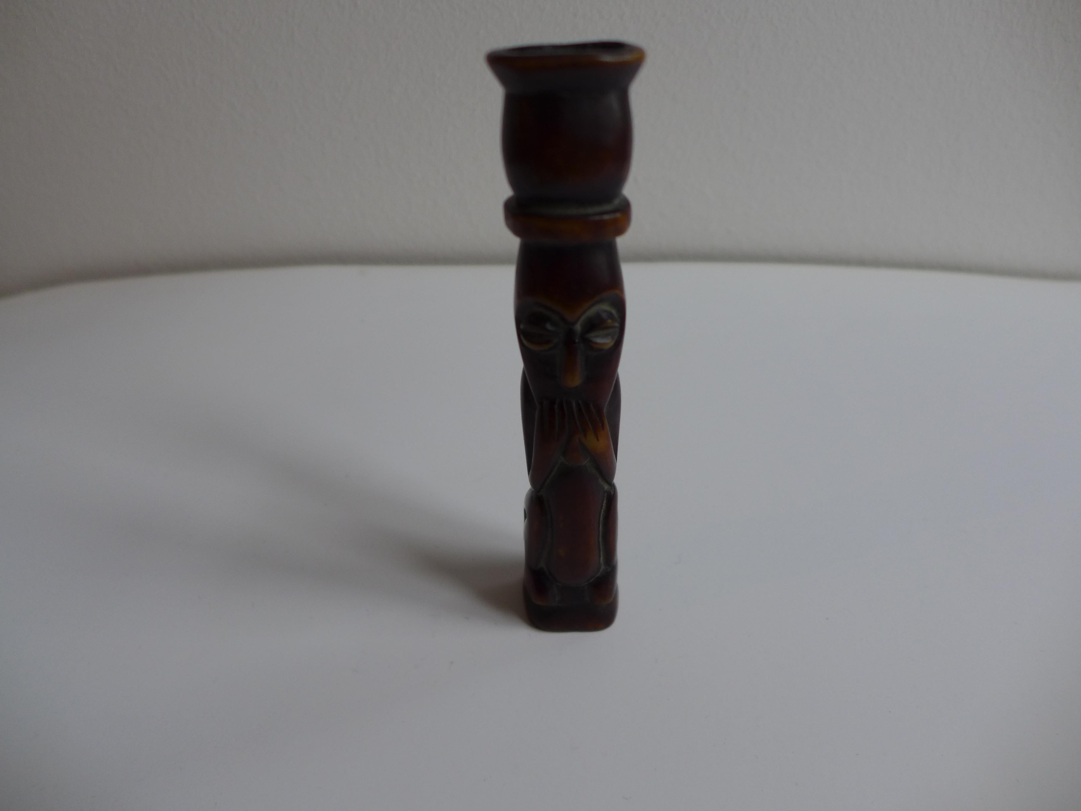 Haitian Polynesian Tiki Figure, “Hands over Mouth” 19t Century For Sale