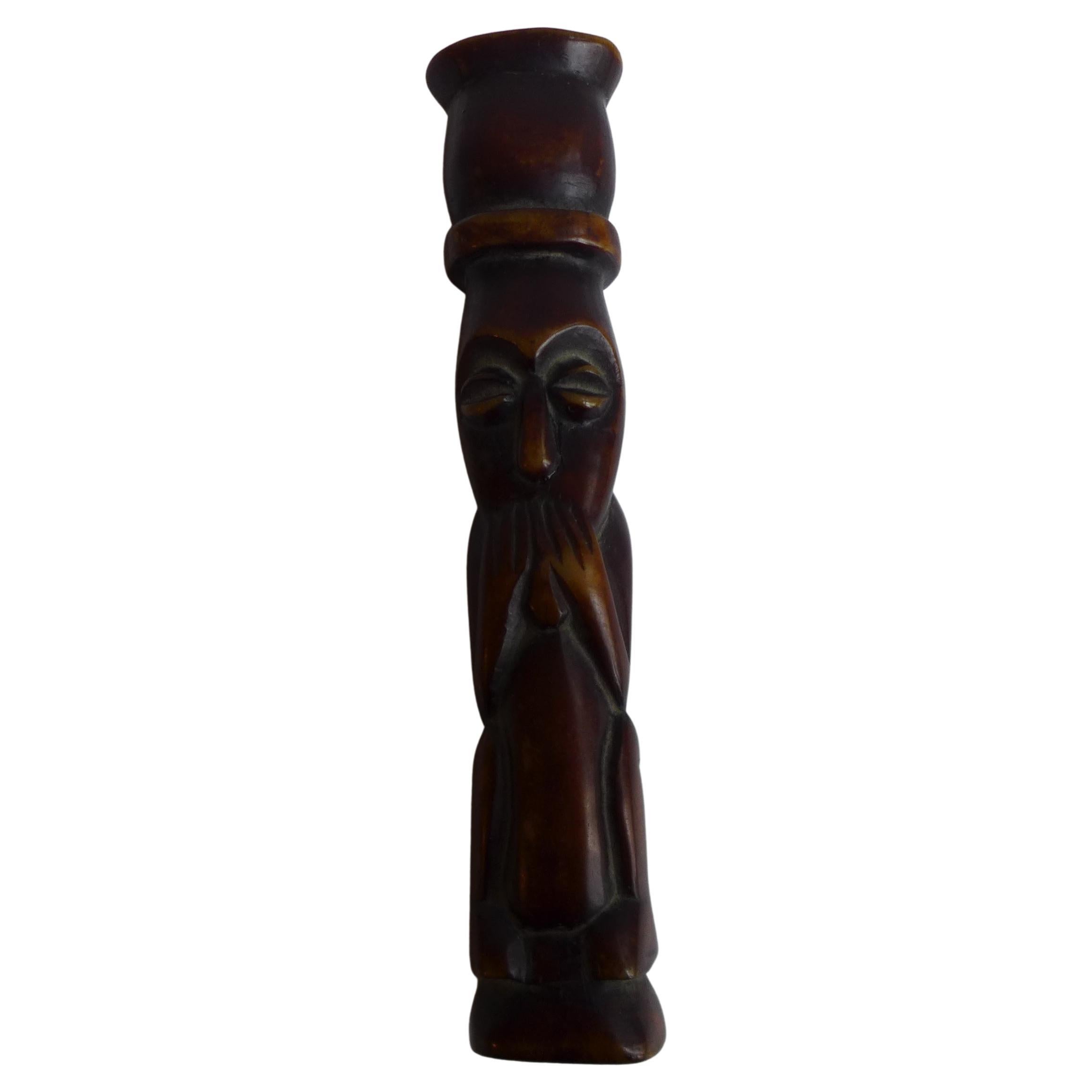 Polynesian Tiki Figure, “Hands over Mouth” 19t Century For Sale