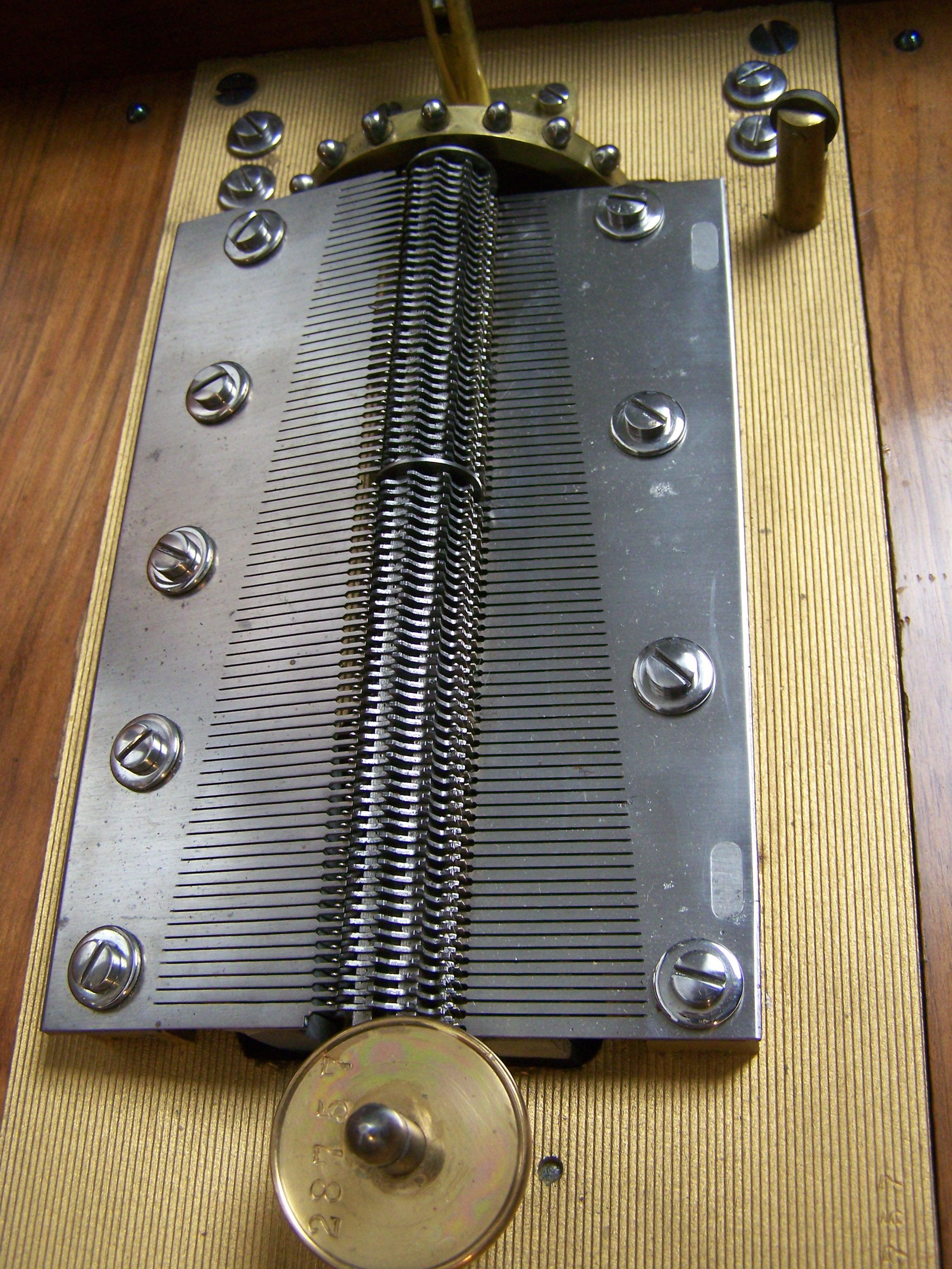 Marquetry Polyphon 45D disc music box with double comb and disc storage