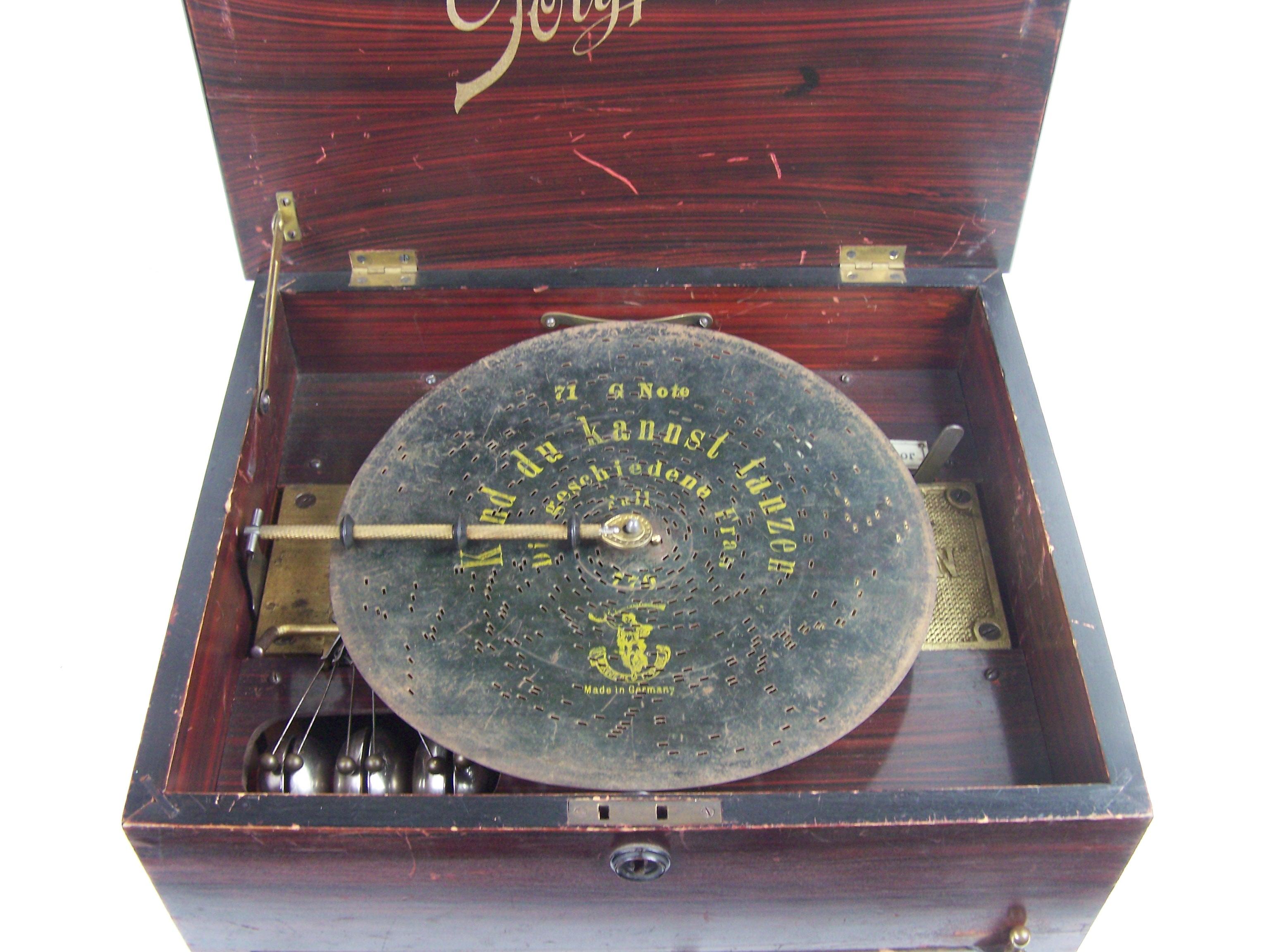 German Polyphon 71G disc music box with bells For Sale