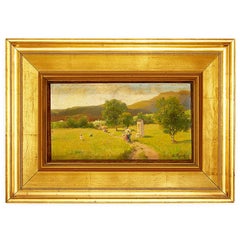 Landpartie Berglandschaft mit Figuren von SIlvio Poma Ende 1800