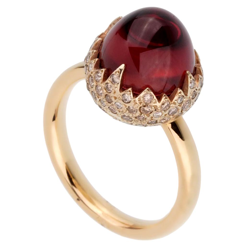 Pomellato 6 Carat Garnet Diamond Rose Gold Ring For Sale