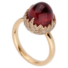 Pomallto 6 Carat Garnet Diamond Rose Gold Ring