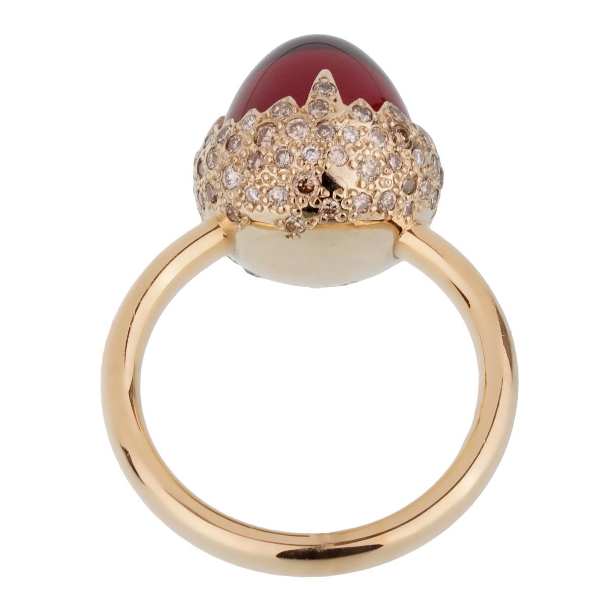 Cabochon Pomallto 6 Carat Garnet Diamond Rose Gold Ring
