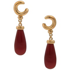 Pomelatto 18 Karat Yellow Gold and Cornaline Drop Earrings