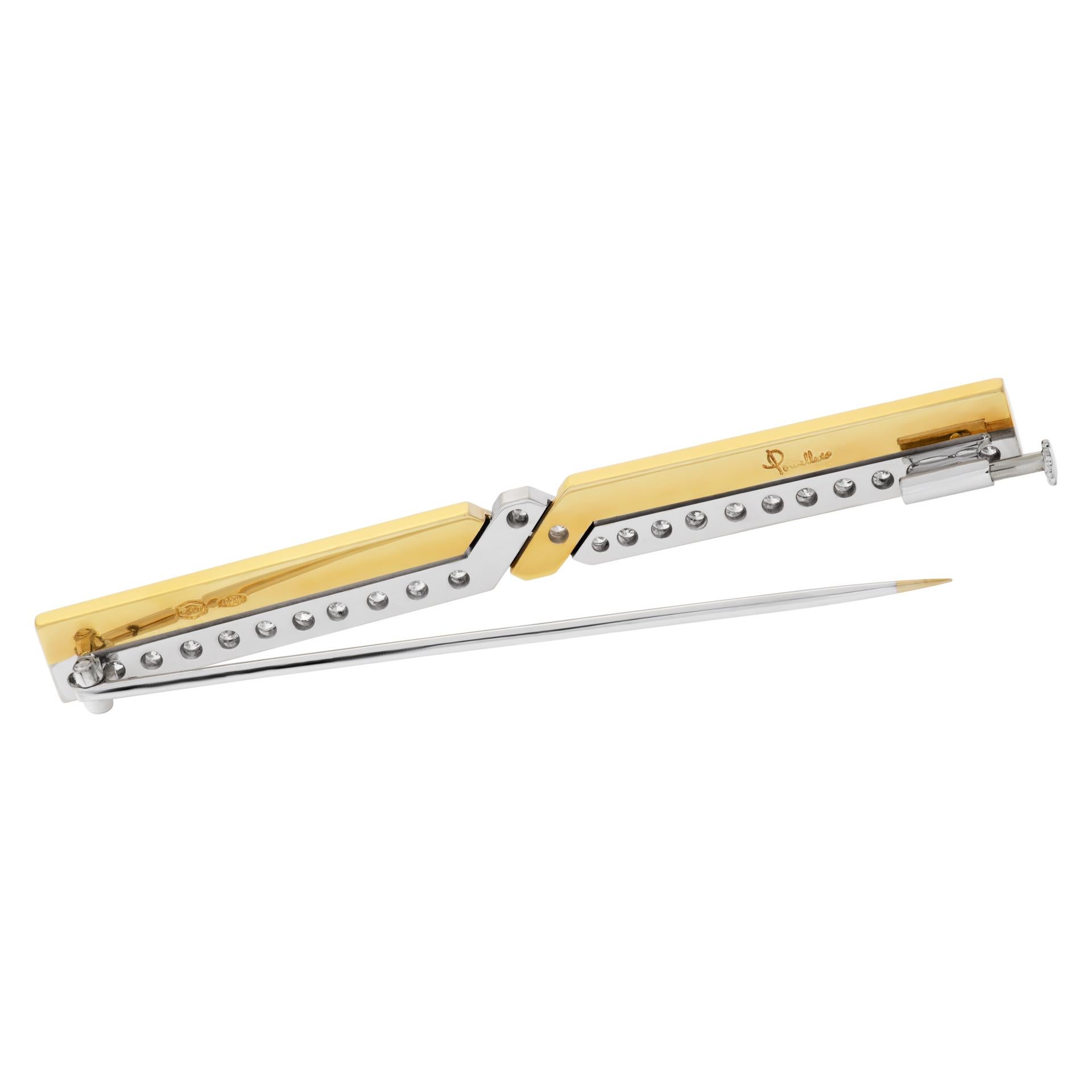 Women's Pomelatto Lightning Bolt Pin in 18k White & Yellow Gold with app. 0.75 Cts For Sale