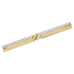 Pomelatto Lightning Bolt Pin in 18k White & Yellow Gold with app. 0.75 Cts