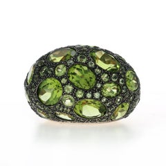 Pomelatto Tabou Peridot Cluster Cocktail Ring Sterling 925 Rose Gold 18k Sz5 1/2