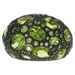 Pomelatto Tabou Peridot Cluster Cocktail Ring Sterling 925 Rose Gold 18k Sz5 1/2