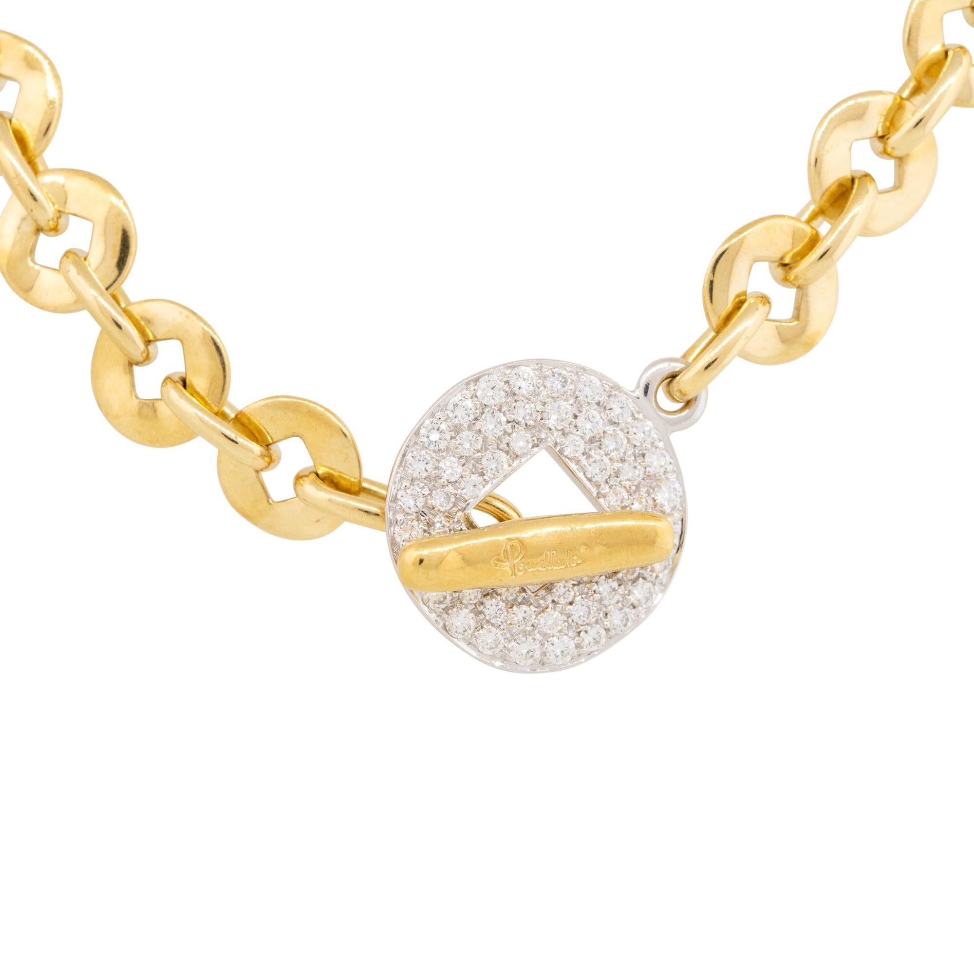 Pomellato 1 Karat Pave Diamantscheiben-Gliederkette Halskette 18 Karat auf Lager im Zustand „Hervorragend“ im Angebot in Boca Raton, FL