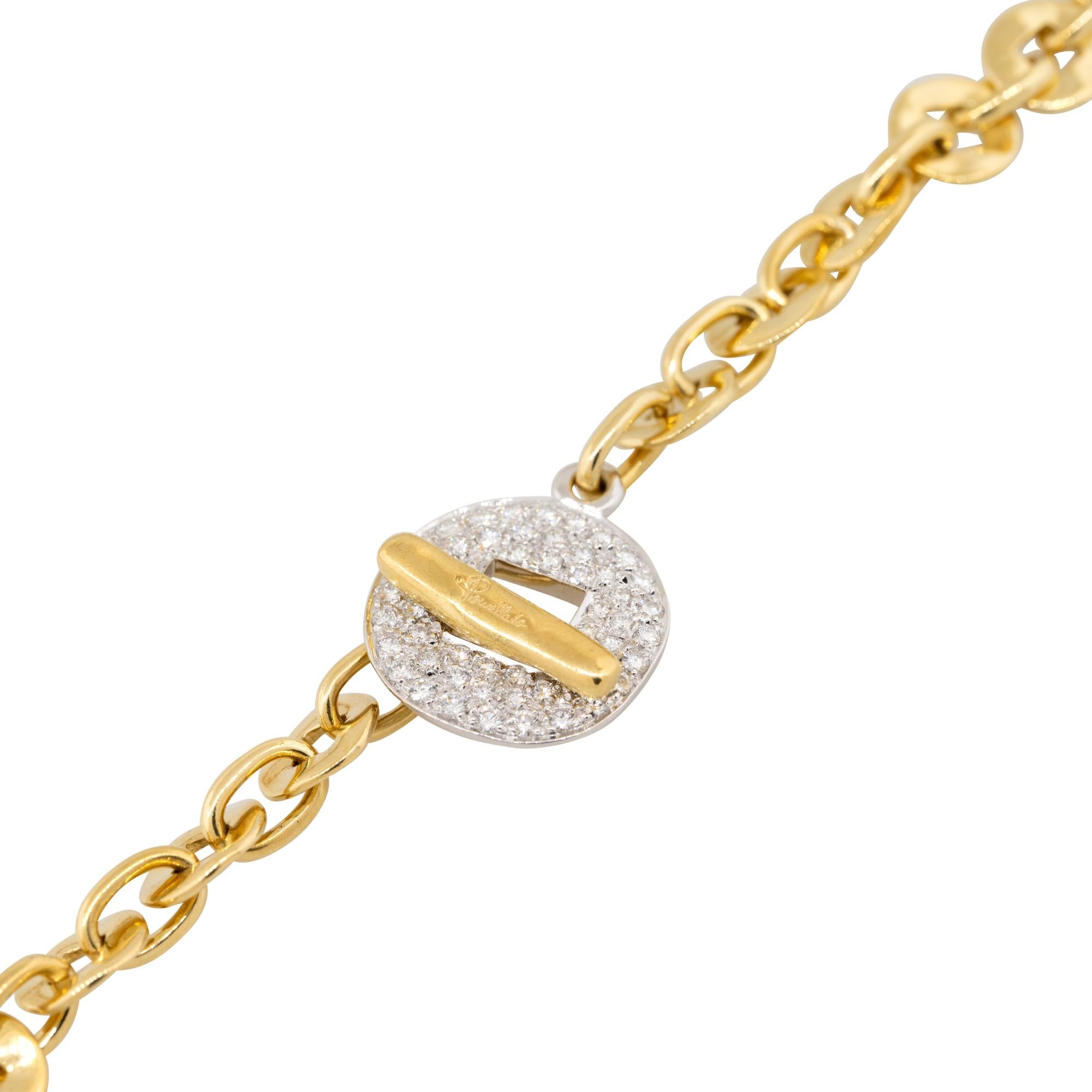 Pomellato 1 Carat Pave Diamond Disk Link Chain Necklace 18 Karat In Stock For Sale 2
