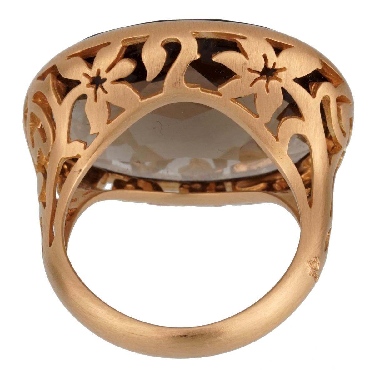 Pomellato 10 Karat Rauchquarz Cocktail Rose Gold Ring (Briolette) im Angebot