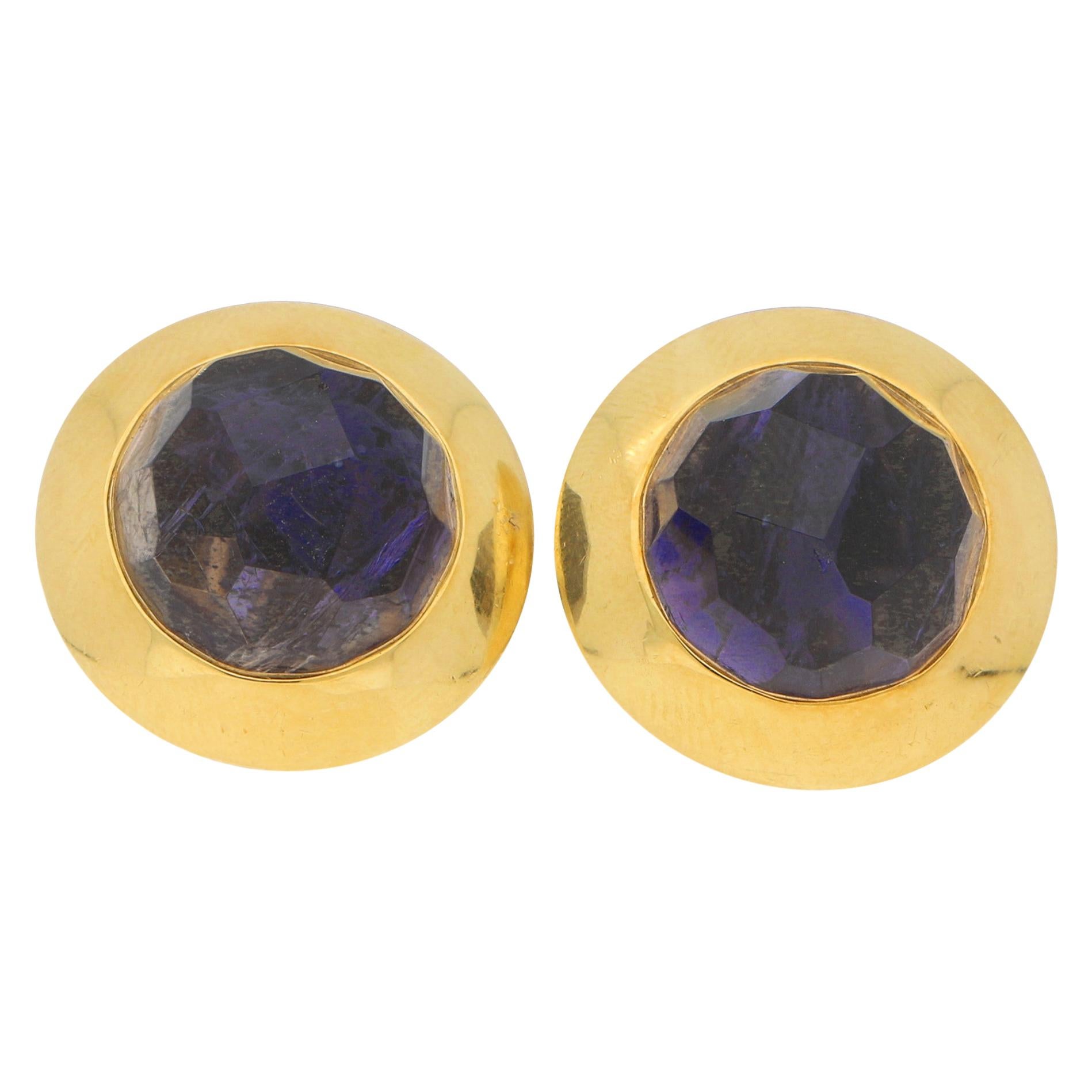 Pomellato Purple Iolite Earrings in 18k Yellow Gold