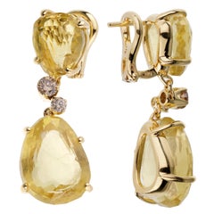 Pomellato 12ct Lemon Quartz Champagne Diamond Drop Earrings