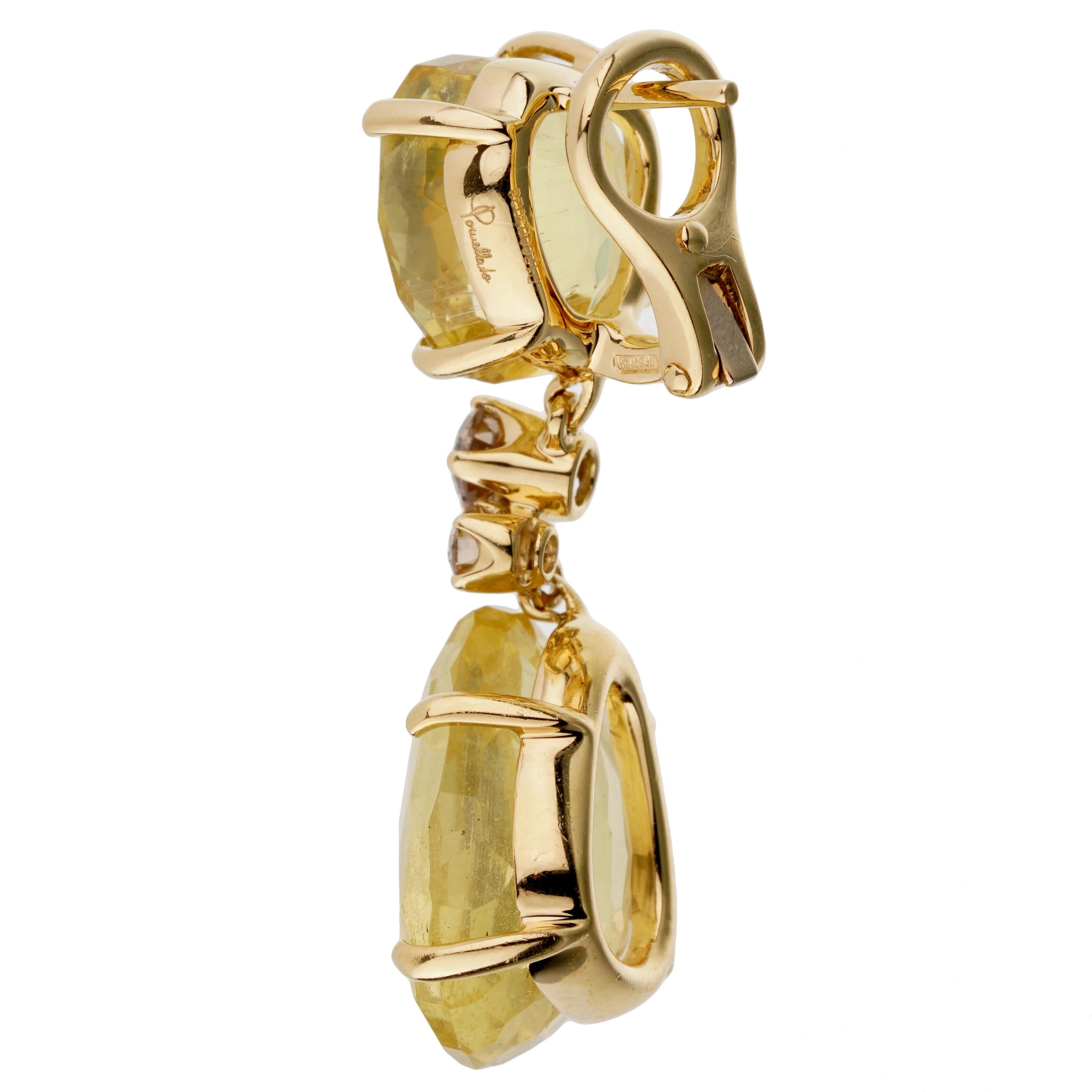 Pomellato 12ct Cuarzo Limón Champán Diamante Pendientes Gota Corte mixto en venta