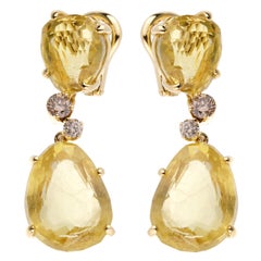 Pomellato - Pendants d'oreilles en quartz citronné 12ct et en champagne avec diamants