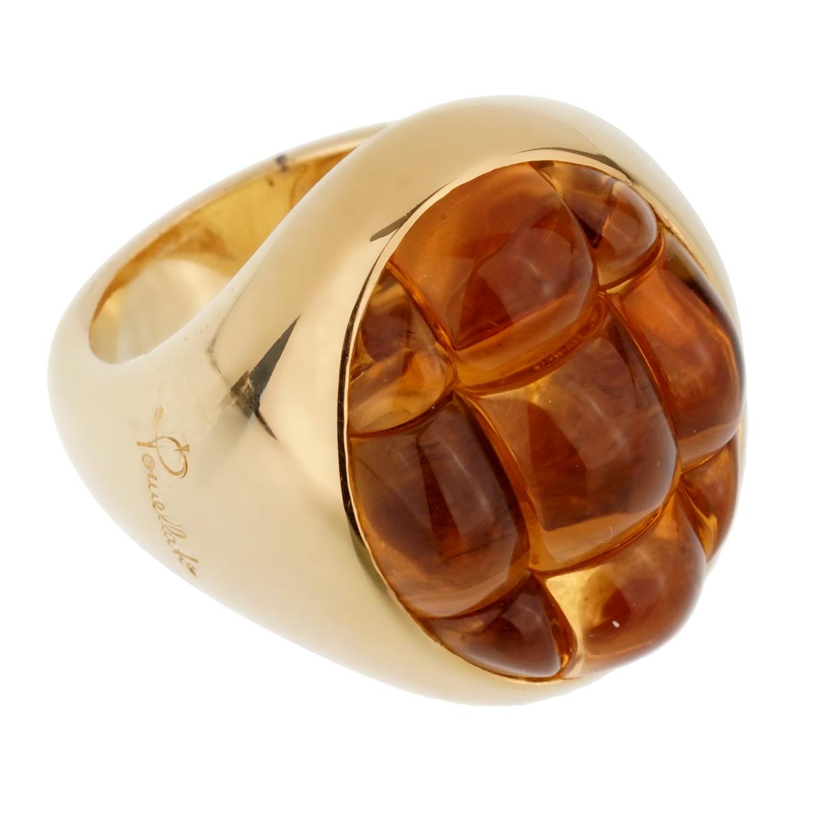 Oval Cut Pomellato 16 Carat Citrine Yellow Gold Cocktail Ring For Sale