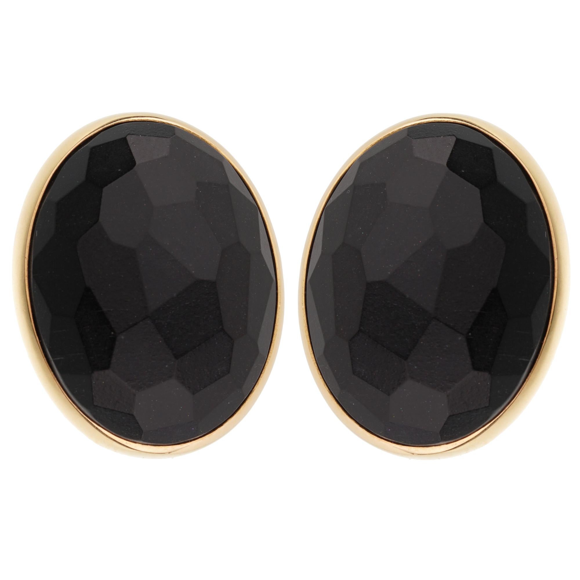 Pomellato 17.90ct Black Jet Rose Gold Earrings In Excellent Condition For Sale In Feasterville, PA