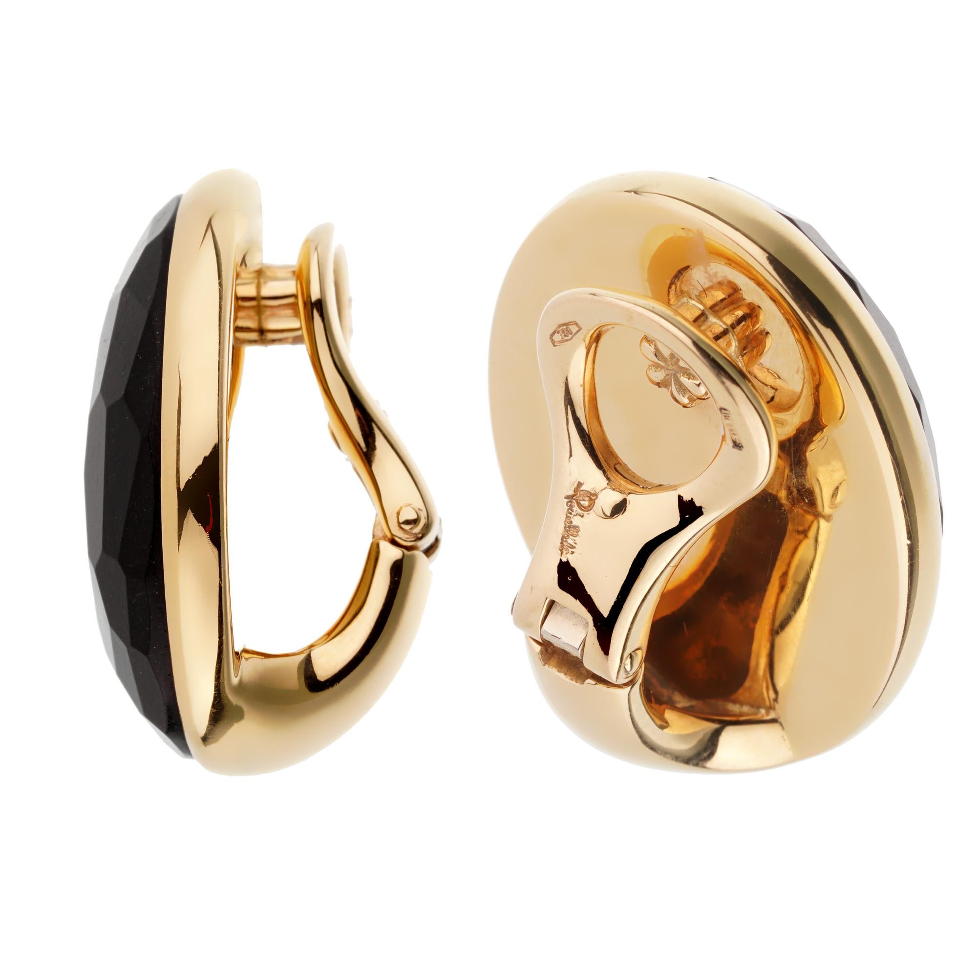 Women's or Men's Pomellato 17.90ct Black Jet Rose Gold Earrings For Sale