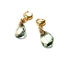 Pomellato 18 Karat Gold and Prasiolite Earrings with Diamond and Sapphires