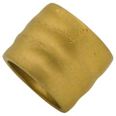Pomellato 18 Karat Italian Yellow Gold Wide Wavy Satin Finish Band