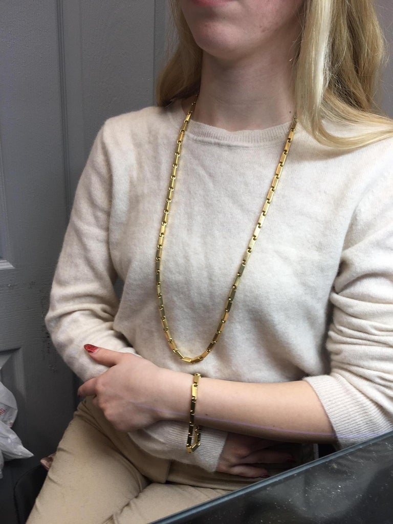 Pomellato 18 Karat Long Link Chain Necklace Bracelet Combination For Sale 2