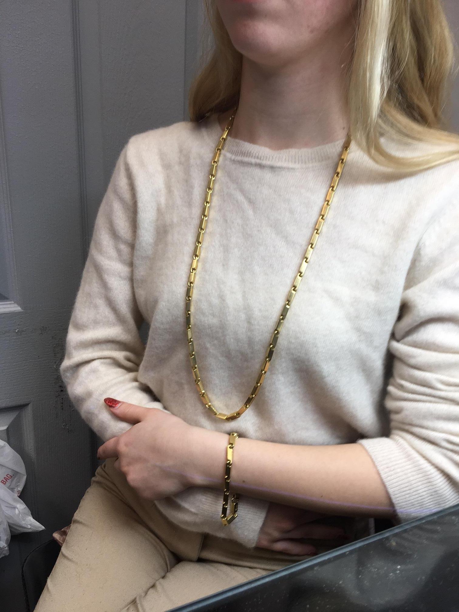 Women's or Men's Pomellato 18 Karat Long Link Chain Necklace Bracelet Combination For Sale