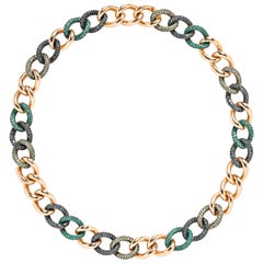 Pomellato 18 Karat Rose Gold, Emerald and Garnet Convertible Tango Necklace