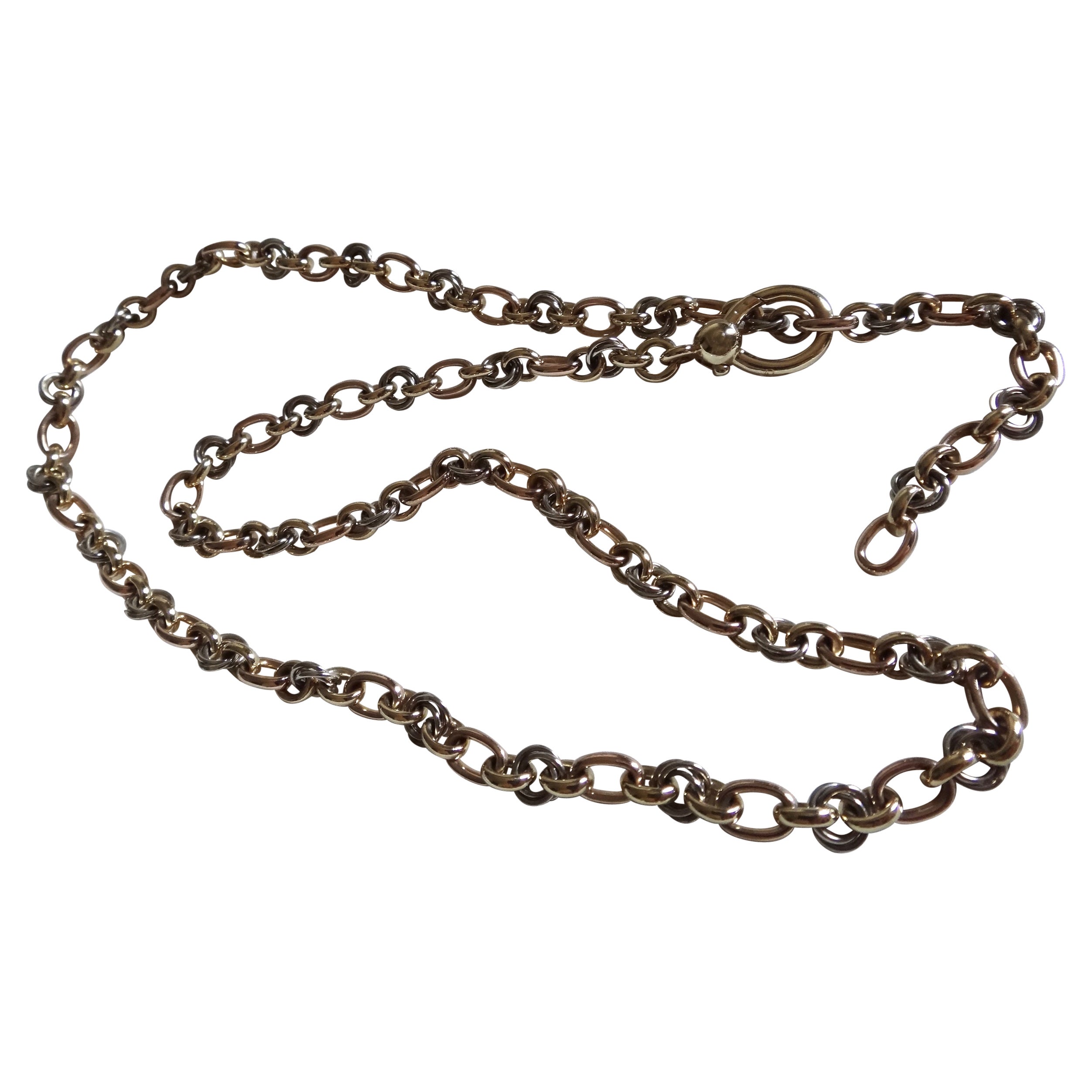 Pomellato 18K Dreifarbiges Gold Gliederkette. 65.7G Gewicht, 60CM Länge. mehrere Möglichkeiten des Tragens.

