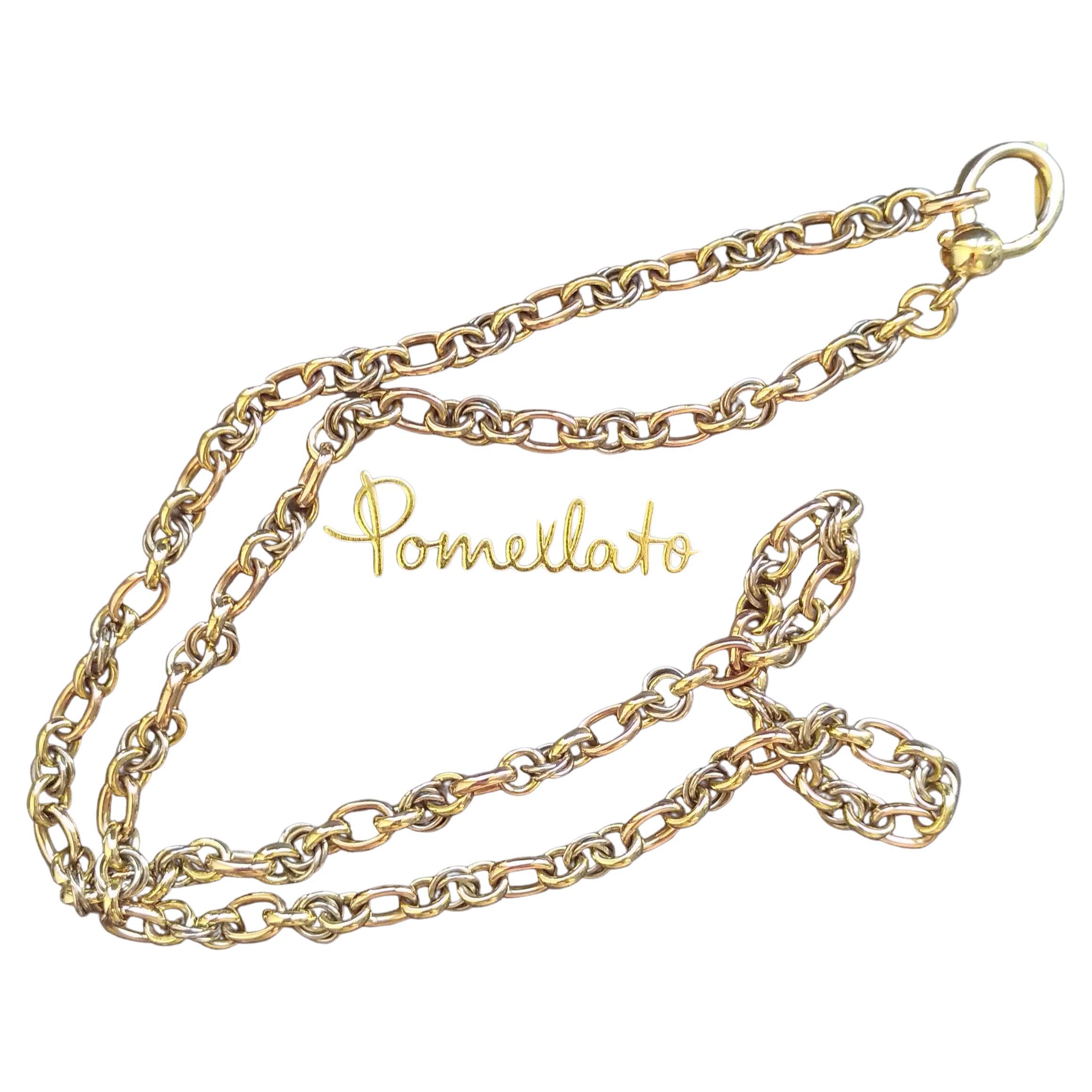 Fine Italian 18k Tri Color Gold Polished Reversible Curved Link Chain