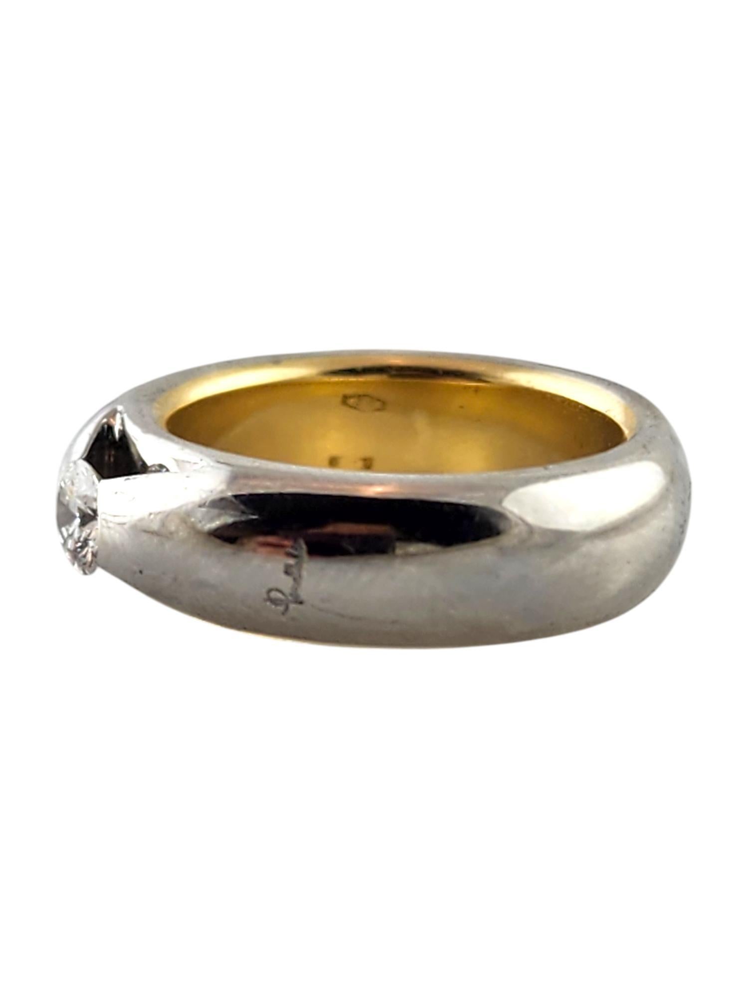Taille ronde Pomellato, bague en or blanc et jaune 18 carats avec diamants taille 6,5 n° 19788 en vente