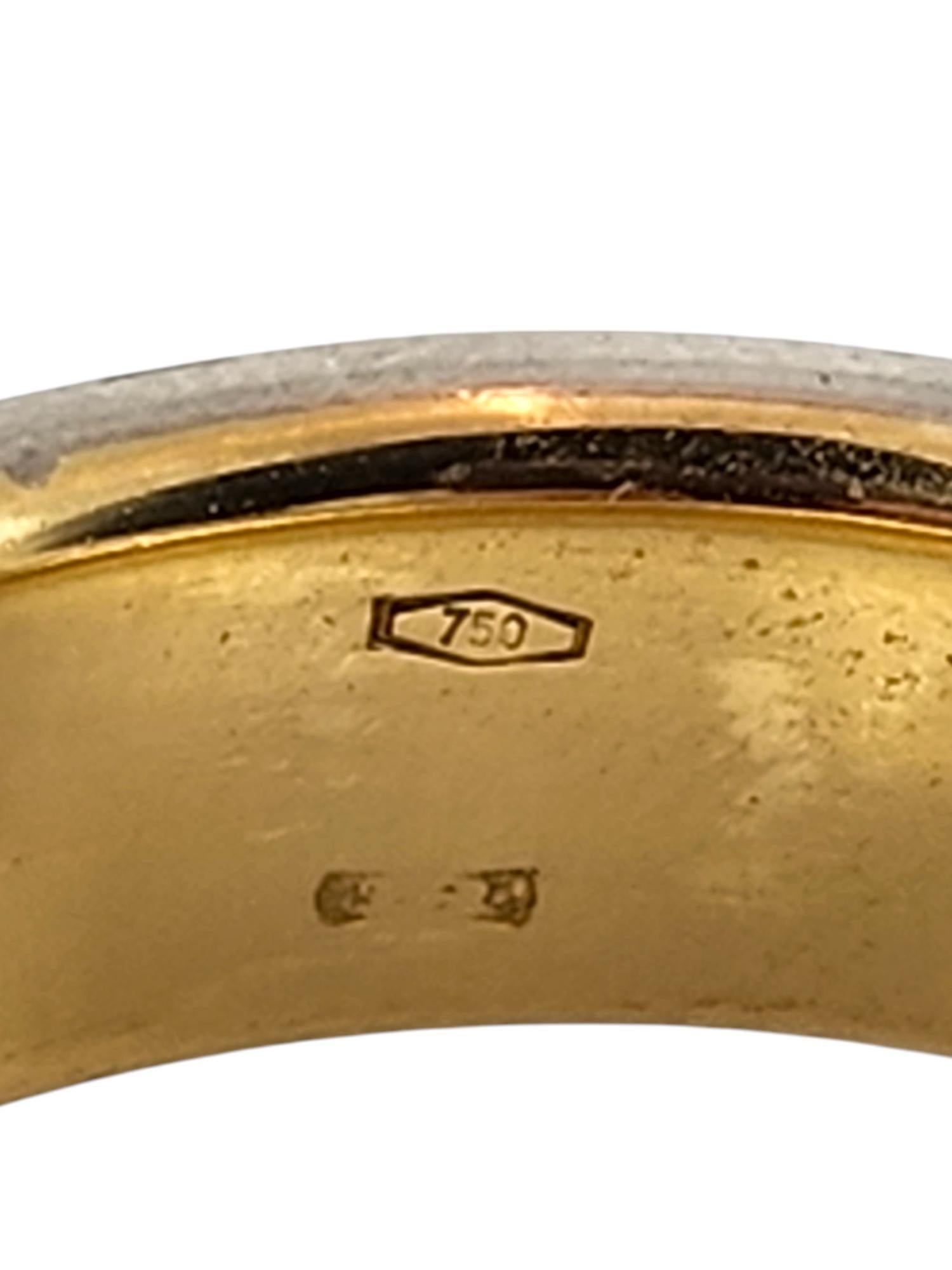 Pomellato, bague en or blanc et jaune 18 carats avec diamants taille 6,5 n° 19788 Pour femmes en vente