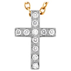 Pomellato 18 Karat Yellow Gold Diamond Cross Pendant Necklace