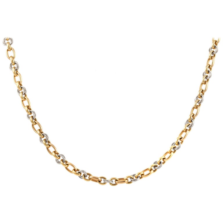 Pomellato 18 Karat Yellow Gold TwoTone Chain Necklace at 1stDibs