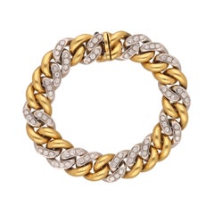 Pomellato 18 Kt. Groumette-Armband aus Weiß- und Gelbgold mit Diamanten