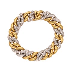 Pomellato 18 Kt. White and Yellow Gold Diamonds Groumette Bracelet