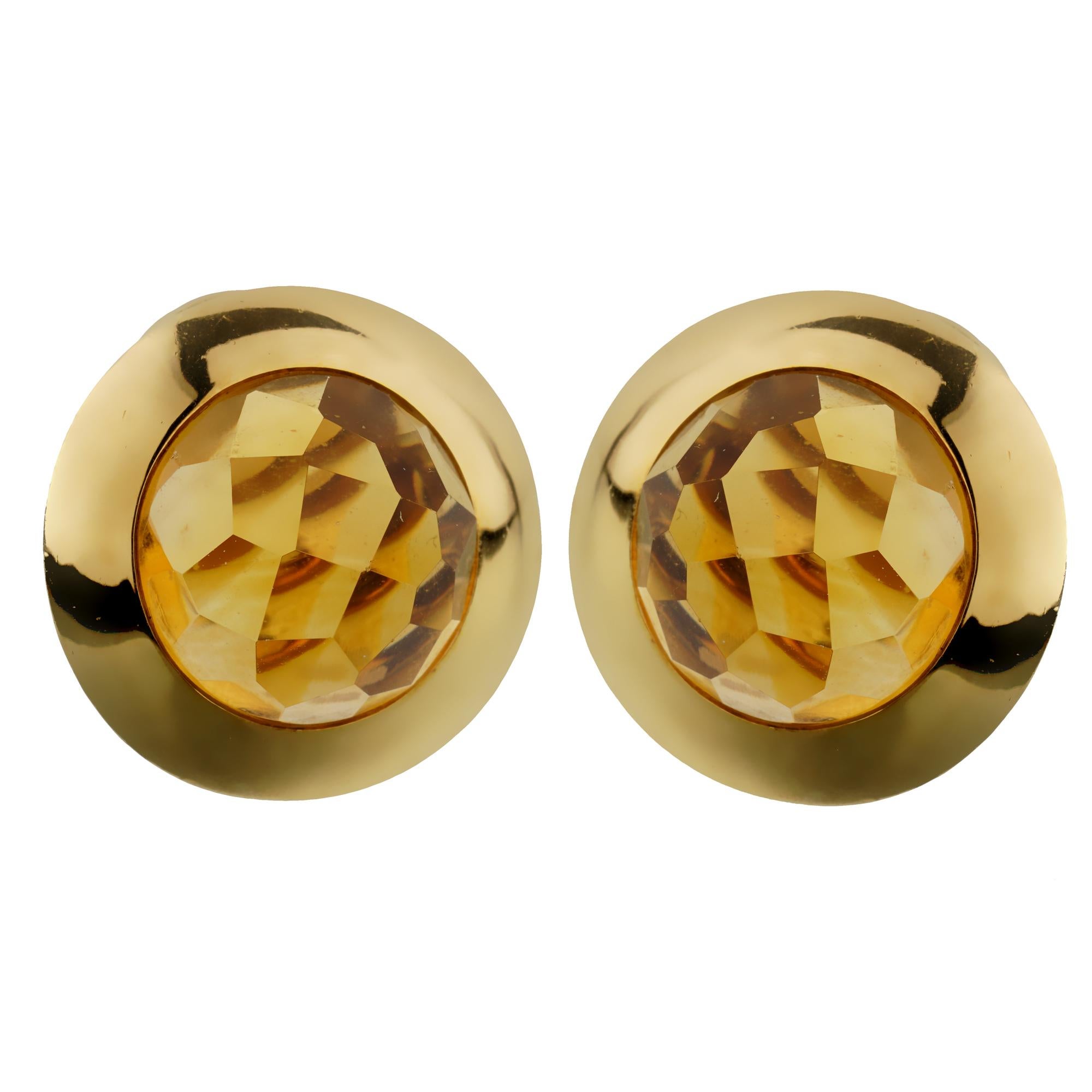 Mixed Cut Pomellato 18ct Citrine Yellow Gold Clip On Earrings For Sale
