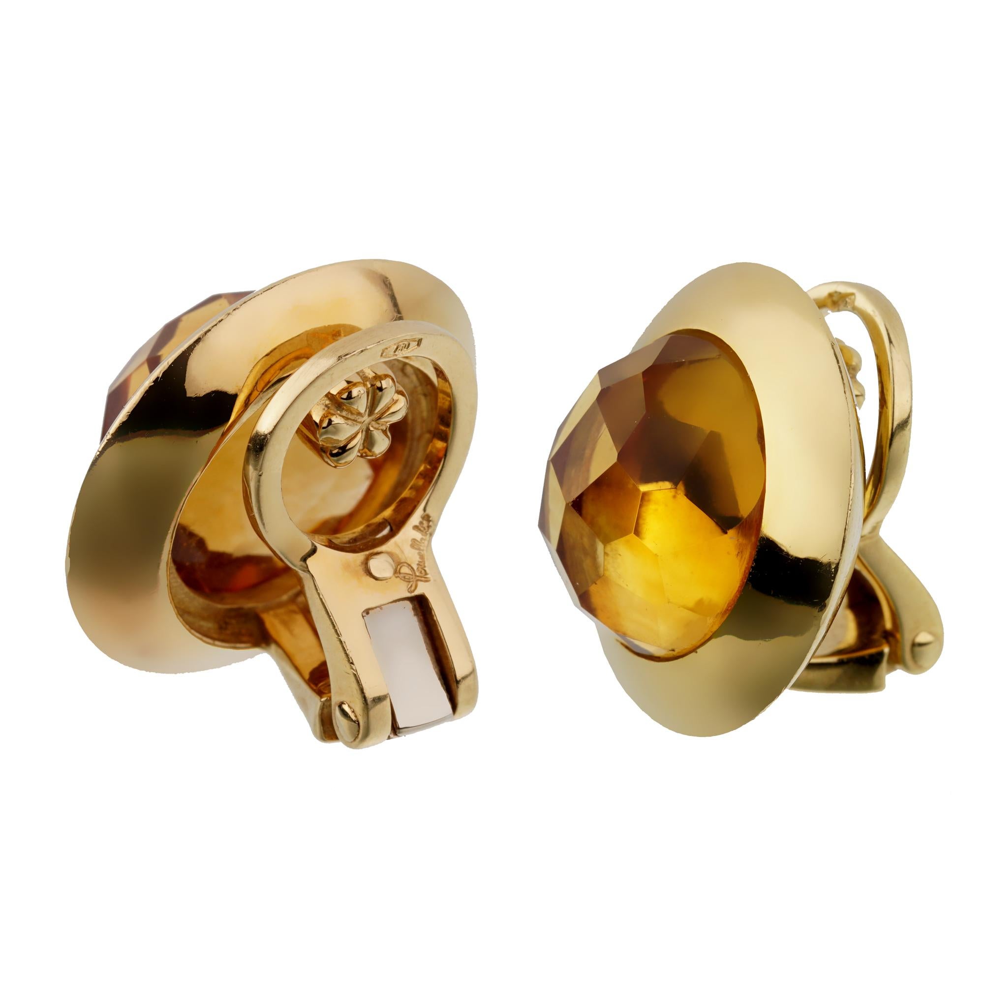Pomellato 18ct Citrine Yellow Gold Clip On Earrings In Excellent Condition For Sale In Feasterville, PA