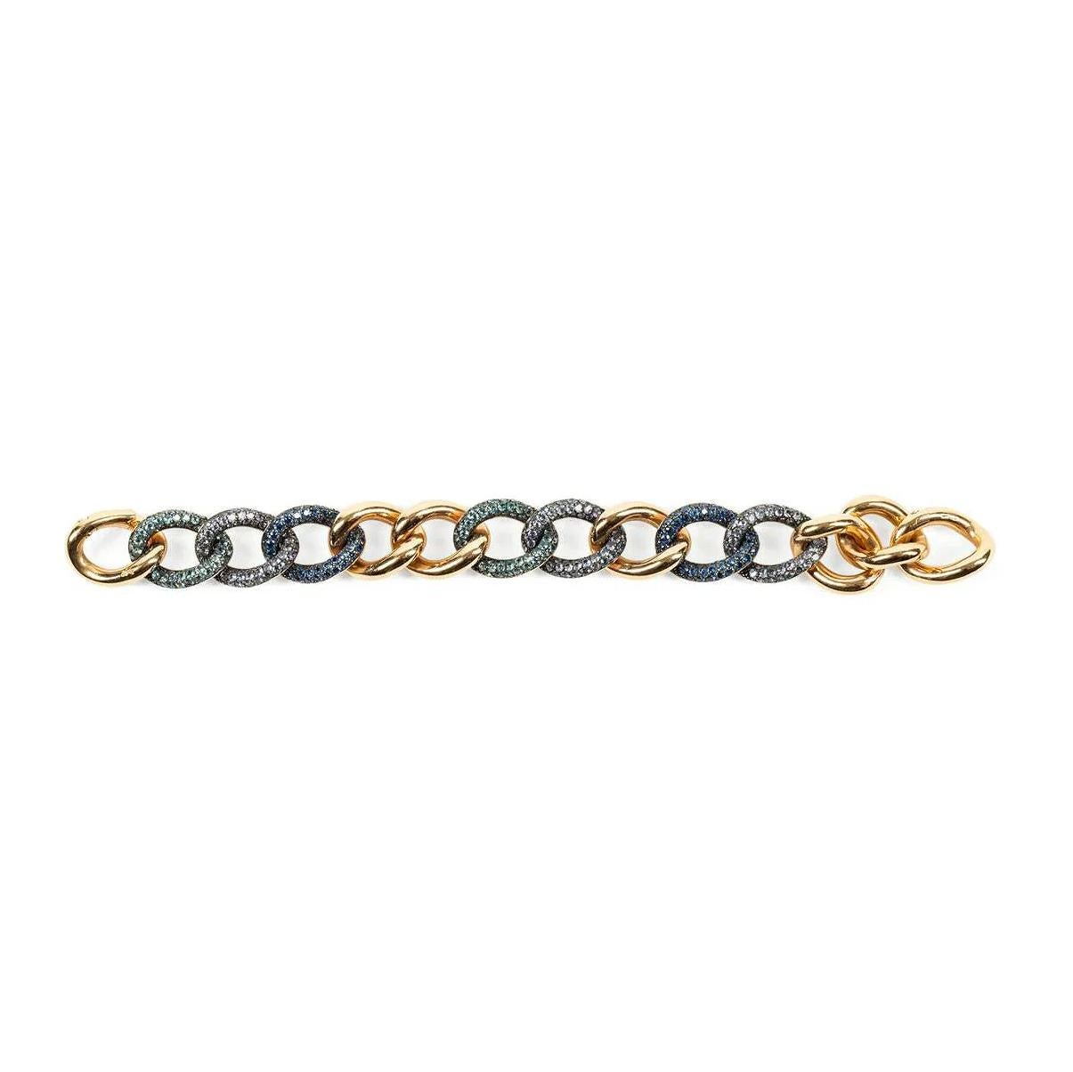 Rétro Pomellato - Bracelet tango en or 18 carats, aigue-marine, saphir et tanzanite en vente