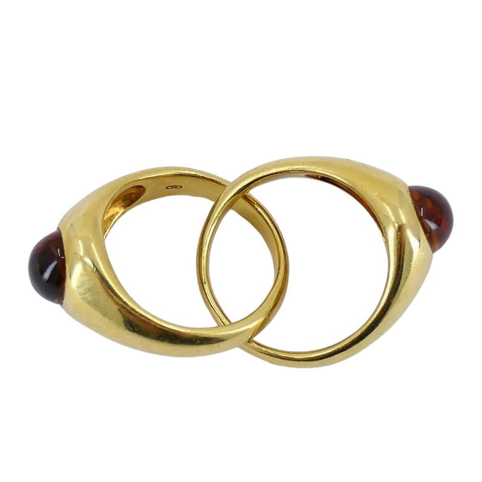 Cabochon Pomellato 18k Gold Citrine Interwoven Duo Ring For Sale