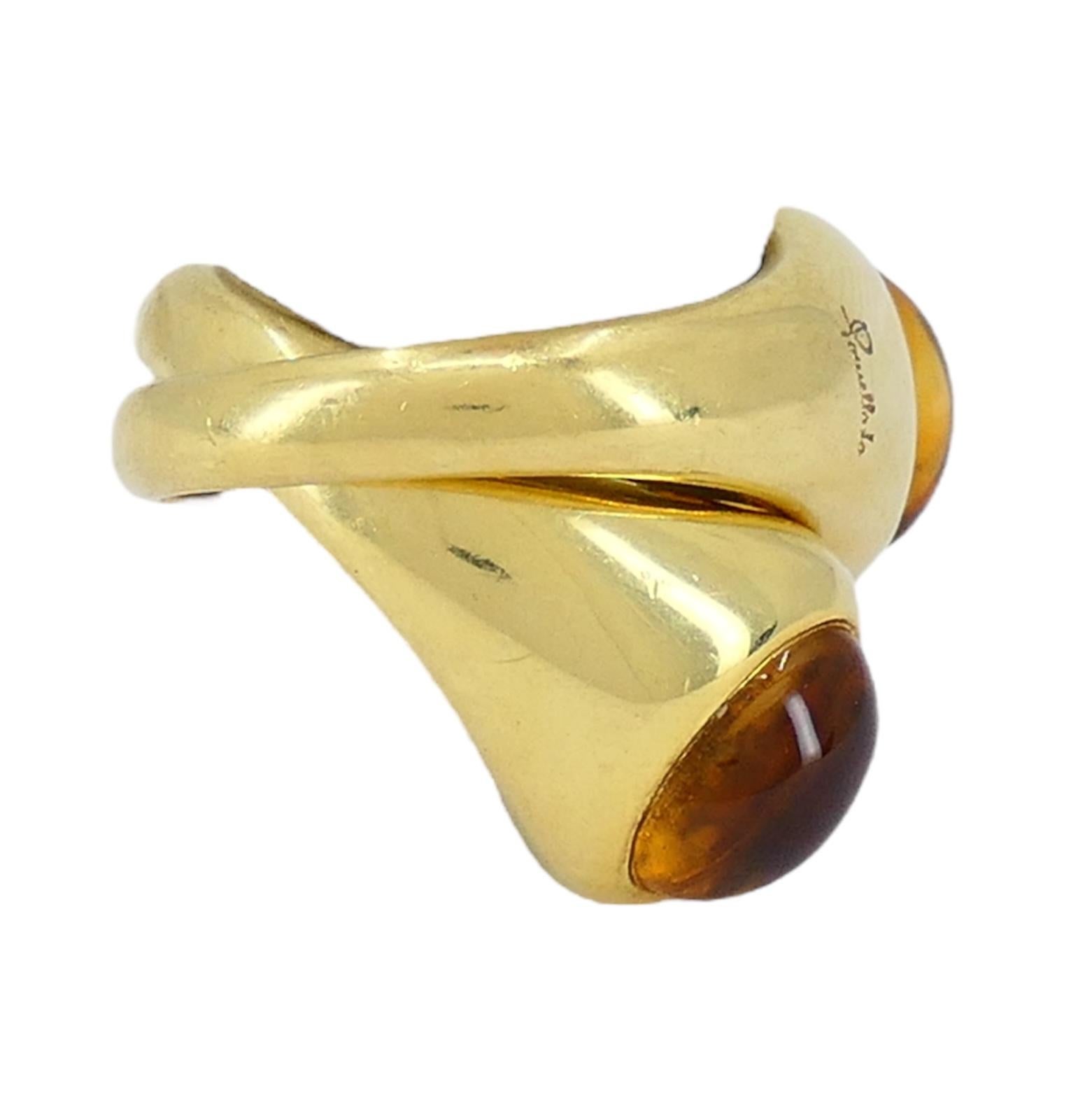 Pomellato 18k Gold Citrine Interwoven Duo Ring For Sale 2