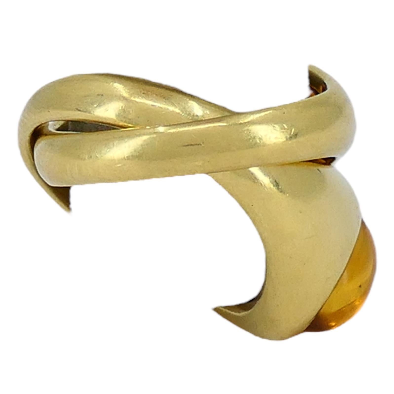 Pomellato 18k Gold Citrine Interwoven Duo Ring For Sale 3